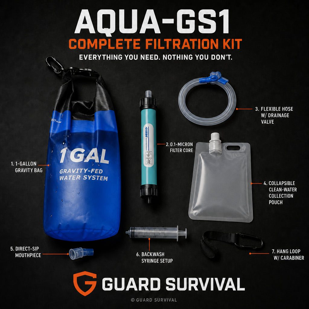 AQUA-GS1 Portable Gravity Water Filtration System – Emergency & Outdoor Survival Kit