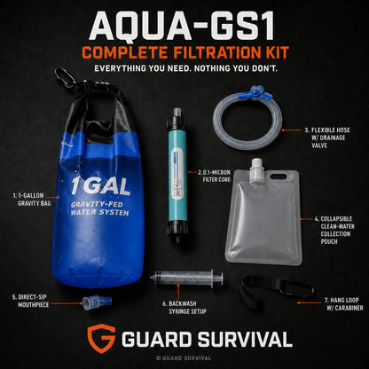 AQUA-GS1 Portable Gravity Water Filtration System – Emergency & Outdoor Survival Kit